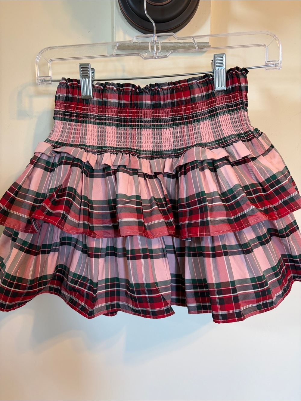 American Girl Janie and Jack Girls 8 Plaid Smocked Ruffle Christmas Skirt